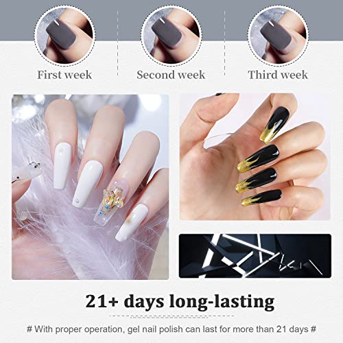 Jodsone 10 Pcs Gel Nail Polish Kit Black And White 2 Color No Wipe Base Gloss Matte Top Coat Soak Off Nail Polish For All Seasons Simple Gifts For Females #TOP5