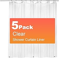 Vista 14 de Forro de Cortina de Ducha de Plástico Transparente de Tamaño Estrecho, 42x72 Pulgadas, Plástico Transparente Delgado y Liviano para Baño con Ojales