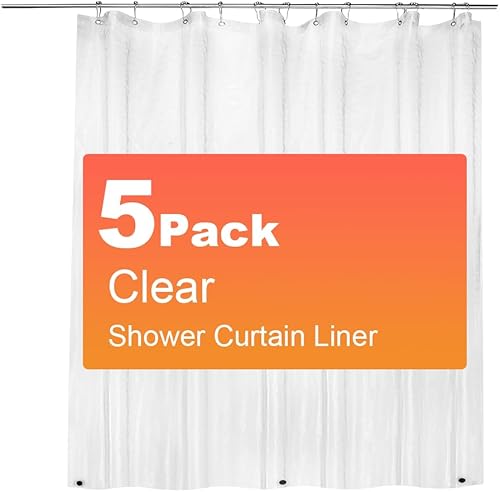 Miniatura 15 de Cortina de ducha de plástico PEVA de tamaño corto, peso ligero, 47 x 64 pulgadas, forro transparente para cortina de ducha y sala de exposiciones,