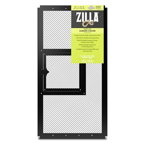 Zilla Pet Reptile Terrarium Fresh Air Screen Cover with Hinged Door 20" x 10"