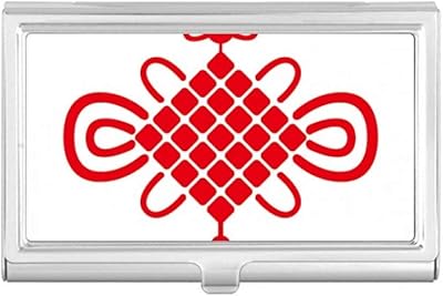 Red China Knot Safety Pattern Business Card Holder Case Pocket Box Wallet