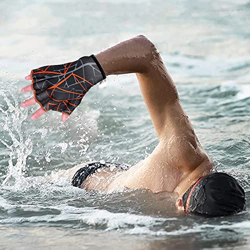 Niceyst Swimming Gloves Aquatic Webbed Gloves Swim Training Fitness Water Resistance Hand Flippers With Fingers & Adjustable Wrist For Men Women Children, Gray #TOP3