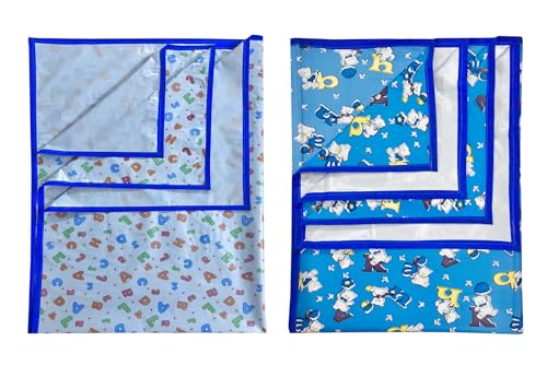 Image of EcoSoft Plastic Sheet,PVC Sheet for Kids,Rubber Sheet for Babies,Bed Wetting Protector(90 x 135 cm) (Blue Alphabet & Blue ABC123)
