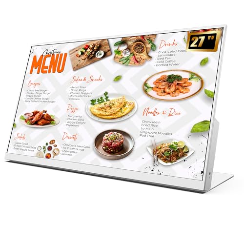 Image of 27 Inch Desktop Digital Menu Board, HD Digital Signage Retail Store Monitor, Commercial Display Advertising Screen Android with CMS, Electronic Menu Display for Milk Tea Shop /Restaurant