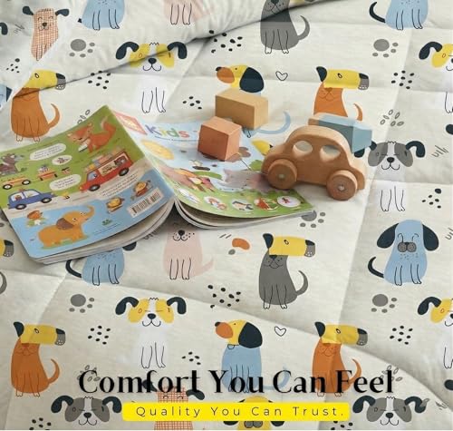 Image of BSB HOME 220 GSM Cotton Reversible AC Comforter | Kids Printed Winter Quilt /Duvet for Single Bed | Soft Warm Cozy Blanket | Size 60 x 86 Inches (152 x 218 cm) (Off White)
