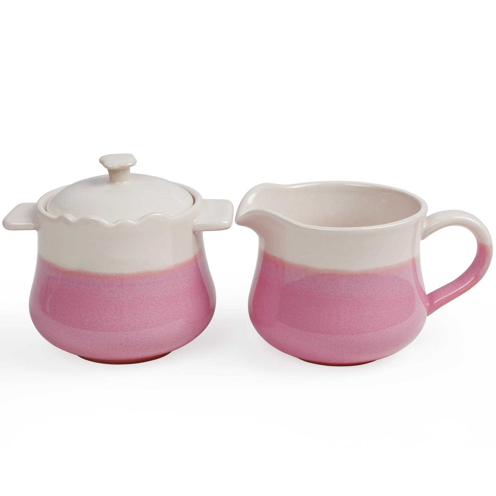 Juego de azúcar y leche de porcelana, azucarero rosa con tapa y jarra de leche, elegante recipiente de cerámica para leche y azucarero, juego de tazas de café y azúcar, ideal para el hogar