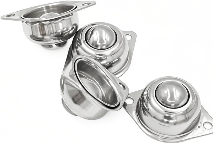 1" Stainless Steel Ball Transfer Units,4pcs Screw Mounted Roller Ball Transfers Bearing,Load Capacity 88lbs,for Conveyor Roller Stand Transmission System