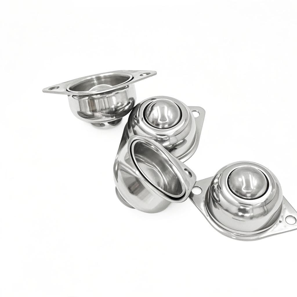 1" Stainless Steel Ball Transfer Units,4pcs Screw Mounted Roller Ball Transfers Bearing,Load Capacity 88lbs,for Conveyor Roller Stand Transmission System