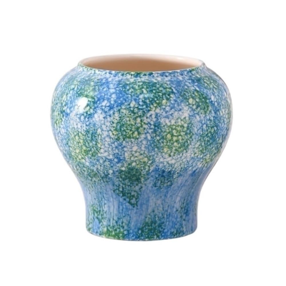 XBGfdySD ﻿Ceramic Blue Glazed Flowerpot Dia 15.5 cm x H 21.5 cm Plant Planter with Drainage Holes Indoor and Outdoor Plant Containers