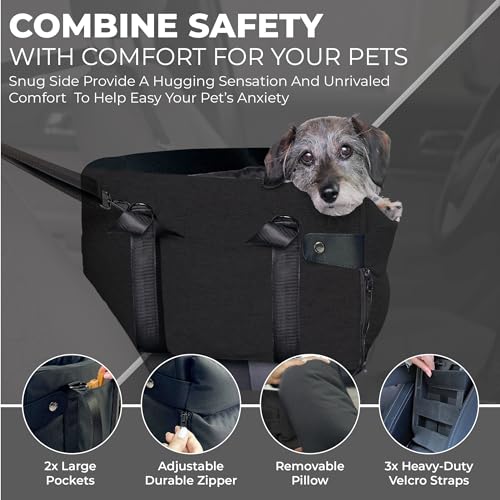 Pawseat Assento De Carro Para Cães De Console Central Para Cães Pequenos E Filhotes De 5 A 13 Libras