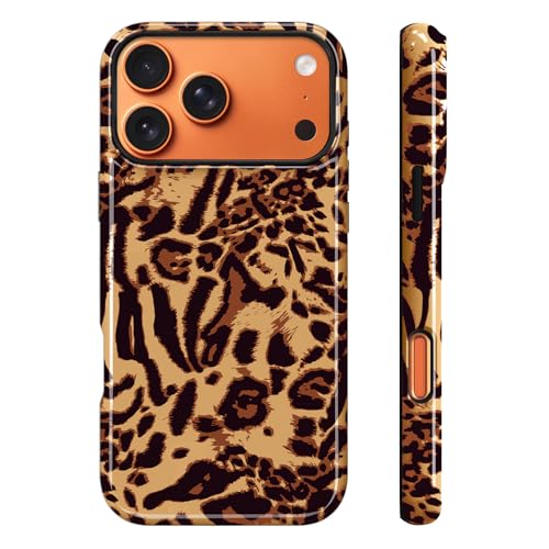 Image of Magnetic for iPhone 17 Pro Max Case for Women Men, Brown Leopard | Cute Cheetah Pattern Design [Compatible with MagSafe] 2-Layer Hybrid Shockproof Glossy Protective Cover