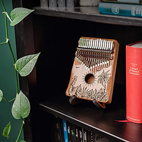 Mindozik™ Kalimba Musikinstrumenten-Set mit 17 Tasten – Daumen/Finger Klavier – originelles Geschenk zur Entspannung – Tropische Blumengravur + schützende Halterung der Abdeckung - Image 8