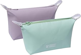 2 Piece Women's Beauty Case, Makeup Bag, Small Clutch, Waterproof Makeup Bag, Portable Toiletry Bags for Travel for Women and Girls, Perfect Gift Purple and Green