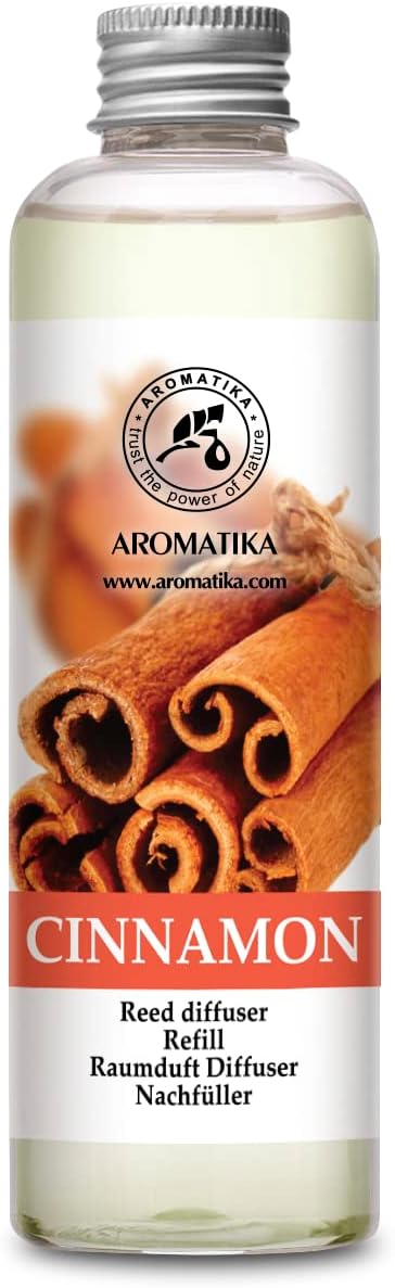 Cinnamon Reed Diffuser Refill with Natural Essential Cinnamon Oil 6.8 Fl Oz - Fresh & Long Lasting Fragrance - Reed Diffuser Oil Refill for Aromatherapy - Home - Fitness - Boutique