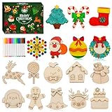 Worgree Christmas Crafts for Kids, 36pcs DIY Wooden Magnets Art Craft Supplies Painting Kit for Boys Girls Ages 4-8 8-12 Xmas Stocking Stuffers Toys Party Favors Gifts Goodie Bag Fillers Holiday Decor