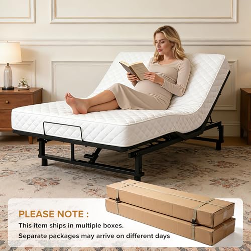 Image of Anwick King Adjustable Bed Frame with Remote, Adjustable Bed Base with Head & Foot Incline, LED Light, USB Ports, Electric Bed Frame with Under-Bed Nightlight (King)