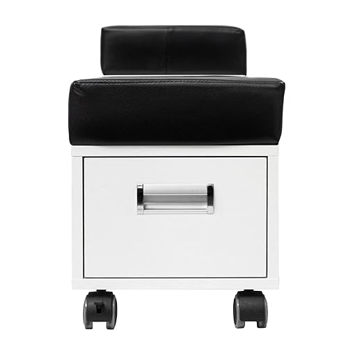 Miniatura 4 de ALERAII Carrito de pedicura con reposapiés, carrito de pedicura para pedicura, muebles y equipos de salón de uñas, color blanco