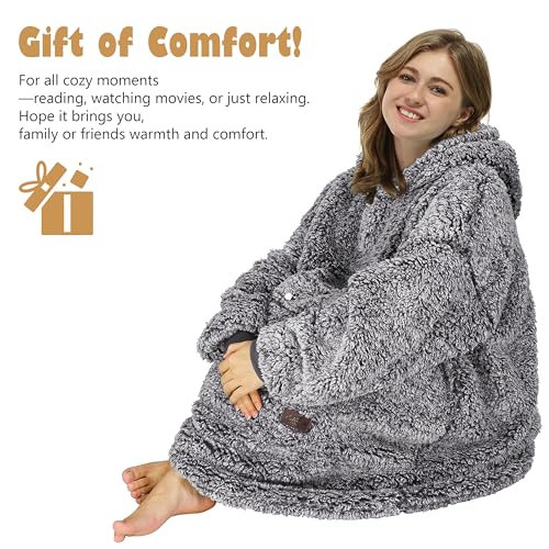 Image of Catalonia Oversized Hoodie Blanket Sweatshirt, Comfortable Sherpa Giant Pullover with Large Front Pocket for Adults Men Women Teenagers Wife Girlfriend