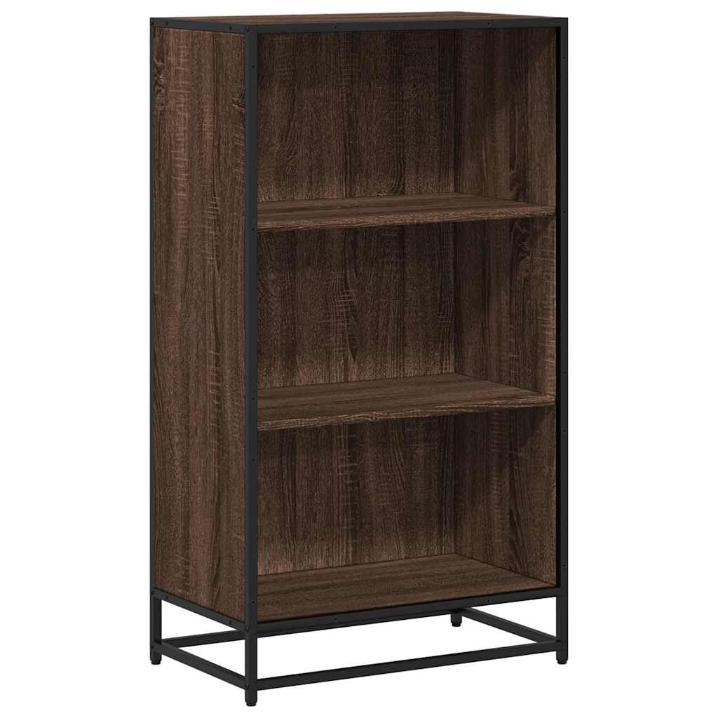 Estantería estrecha 60 x 35 x 107,5 cm marrón efecto roble madera de metal estante alto para salón almacenamiento