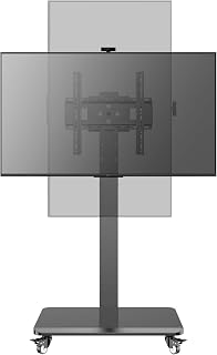 Mobile TV Cart Rolling TV Stand for 26 to 65 Inch TVs, Landscape to Portrait Rotating, Height Adjustable Portable Floor TV Stand with Locking Wheels Hold Up to 110 Lbs Max VESA 400x400mm