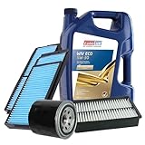 BESTPRICE Inspektionspaket Filterset mit 1x Ölfilter; 1x Luftfilter; 1x Innenraumfilter (Aktivkohle); 1x Motoröl 5W-30 EUROLUB 5 l, KOMPATIBEL MIT - MAZDA 3 (BK), 3 Stufenheck (BK), 5 (CR19)