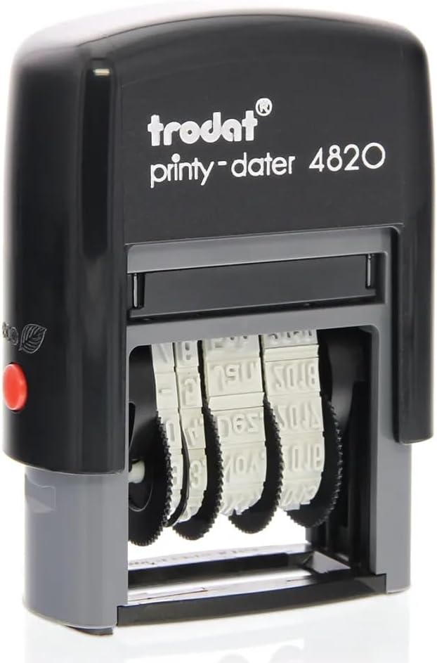 Trodat Date Stamp Printy 4820 Self-Inking, Months in Letters, Characters 4mm, Imprint Black, 89x68x28 mm, 055581