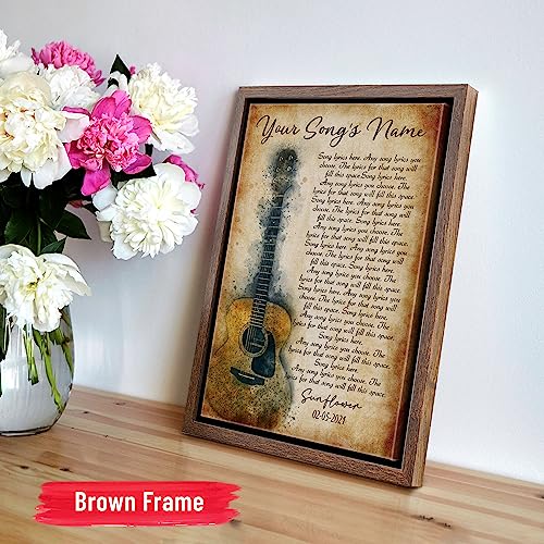 H-Dewall Personalized Canvas With Frame, Customized Song Lyrics Gift For Husband, Vintage Wall Art, Unique Music Poster, Anniversary Present thumb #5