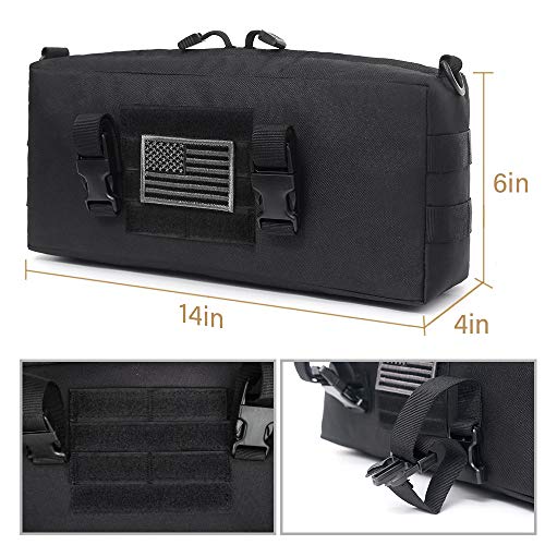 Wynex Tactical Increment Molle Pouch, Vertical Edc Utility Pouches Sling Bag Military Multi-Purpose Large Capacity With Shoulder Strap Waterproof Attachment Modular Design (Black (Upgraded) - 2 Packs) #TOP4