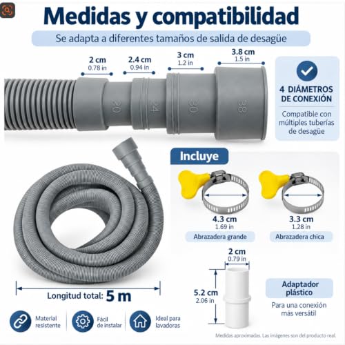 Extensión de manguera de desagüe para lavadora 15 Imagen adicional