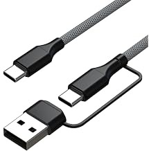 2 in 1 USB A&C to Type C Microphone Cable Compatible with Maono DGM20, DGM20S, DM40, PD100W, PD200W, PD200XS, PD100X, PD100XS, Fifine AmpliGame A6T, HyperX QuadCast 2 Mic Grey