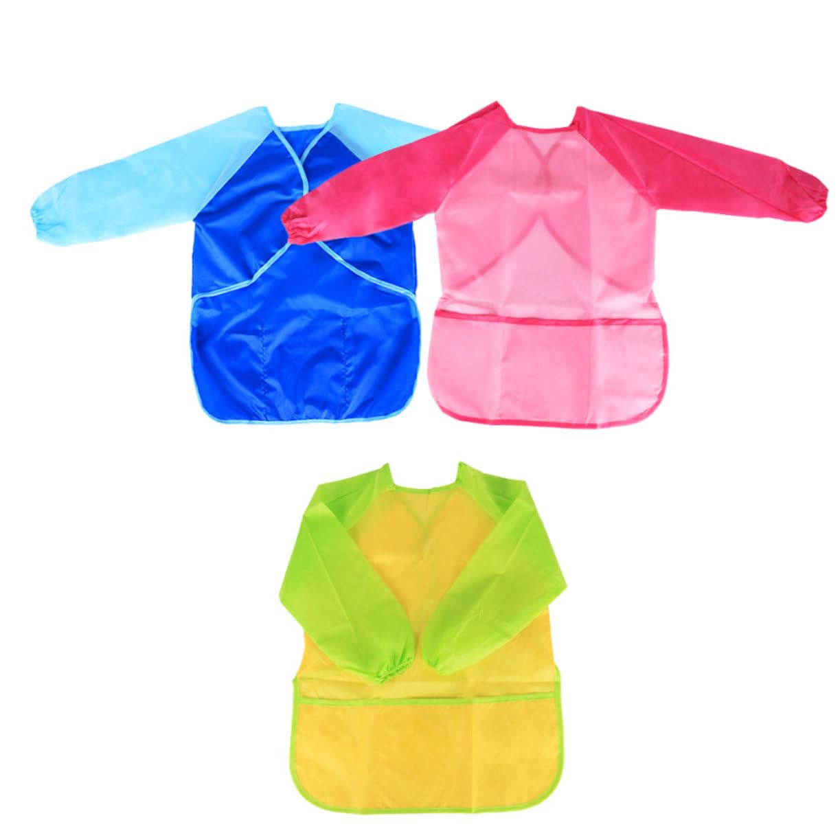 BESTonZON 6pezzi Grembiuli Impermeabili Per Ragazzo Ragazza Maniche Lunghe Vari Colori Protezione Per Pittura e Attività Creative Facile Da Pulire e Riutilizzabile