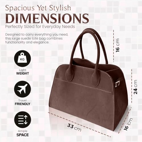 Image of Suede Hobo Tote Bag for Women - Stylish Slouchy Handbag, Leather Work Bag, Women's Handbags, Hobo Tote Bag for Travel&Office