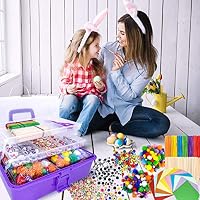 kortes Jumbo Art and Craft Supplies for Kids, Toddler DIY Craft Art Supply Set Included Pipe Cleaners, Pom Poms, Feather, Folding Storage Box - All in One for Craft DIY Art Supplies (Purple) — image 5