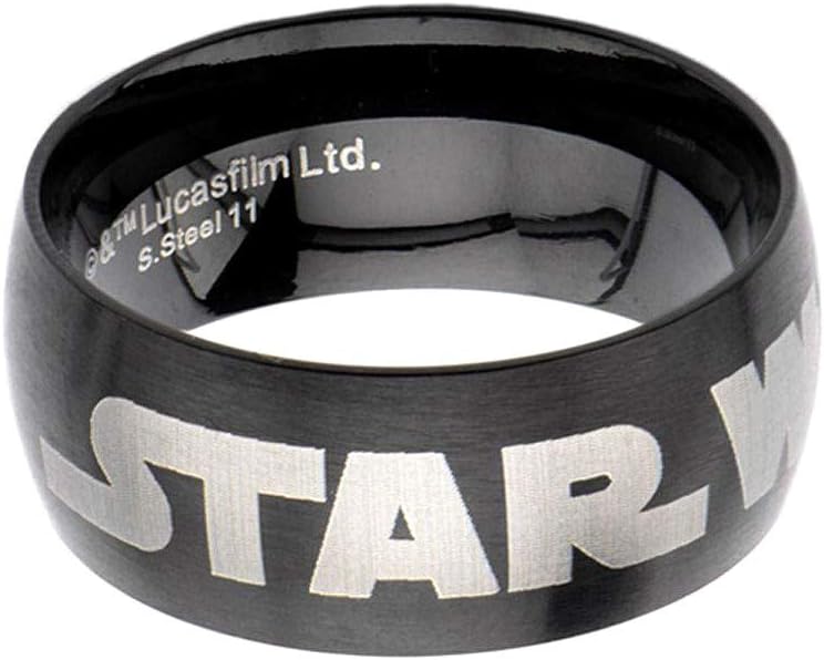 Star Wars Jewelry Men's Black Star Wars Logo Stainless Steel Ring