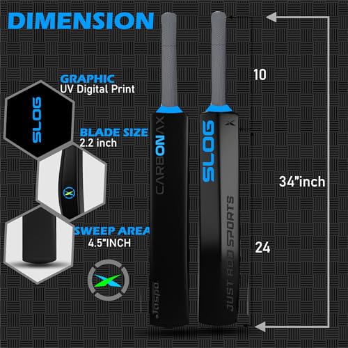 Jaspo SLOG Plastic Tennis Cricket Bat Full Size Bat (34” X 4.5” inch) for All Age Group (SLOG Cricket BAT) (SLOG CARBONAX) 2 5166SmoPgwL