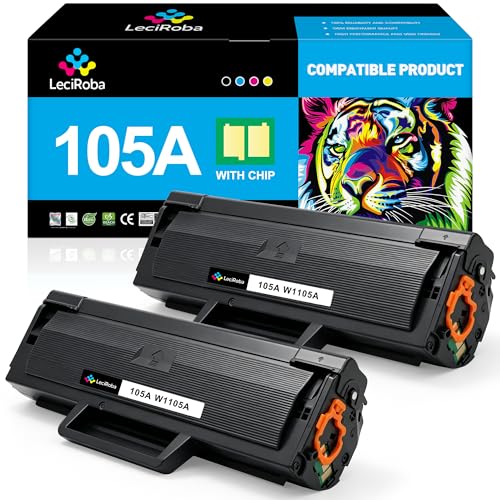 LeciRoba Cartucho de tóner compatible 105A W1105A para impresora HP 105A W1105A para impresora HP Laser MFP 107a 107w 135a 135w 137fnw (3000 páginas, 2 paquetes)