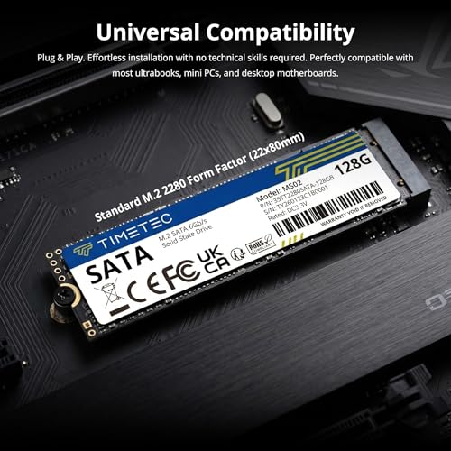 Image of Timetec 128GB SSD 3D NAND SATA III 6Gb /s M.2 2280 NGFF 64TBW Read Speed Up to 550MB /s SLC Cache Performance Boost Internal Solid State Drive for PC Computer Laptop and Desktop (128GB)