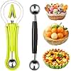 Patelai 2 Pieces Melon Baller Scoop Set, 4 in 1 Fruit Cutters Stainless Steel Watermelon Scooper and Ice Cream Baller for Dig Pulp Separator Fruit Slicer
