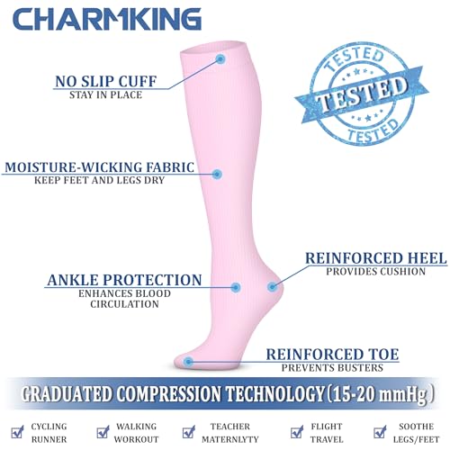 Image of Compression Socks (7 Pairs), 15-20 mmhg is BEST Graduated Athletic & Medical for Men & Women, Running, Flight, Travel, Nurses, Pregnant - Boost Performance, Blood Circulation