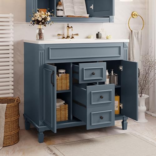 Amazon.com: Merax 36" Bathroom Vanities with Matching Medicine Cabinet ...