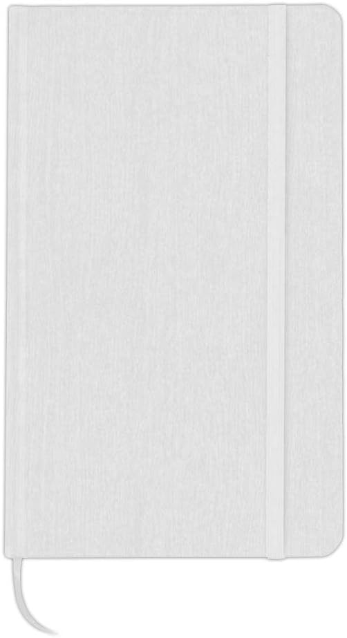 Hardcover Notebook Journal, 80 Sheets/160 Pages Lined Journal Notebook, 5" x 8" Wood Grain Notebook, Bookmark, Elastic Band Closure - White