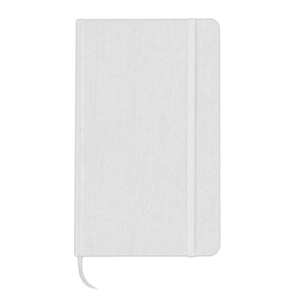 Hardcover Notebook Journal, 80 Sheets/160 Pages Lined Journal Notebook, 5" x 8" Wood Grain Notebook, Bookmark, Elastic Band Closure - White