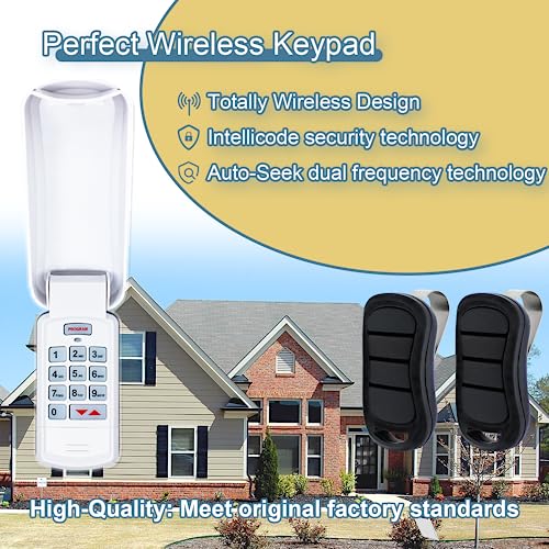 Upgraded GK-R Garage Door Opener Keypad with 2 Pack G3T-R Remote, Fit for Genie and Overhead Garage Door Opener Since 1997, Keypad Replace GK-BX OKP-BX GWKPD-BL, Remote Replace G3T-BX G3T-A O3T-A