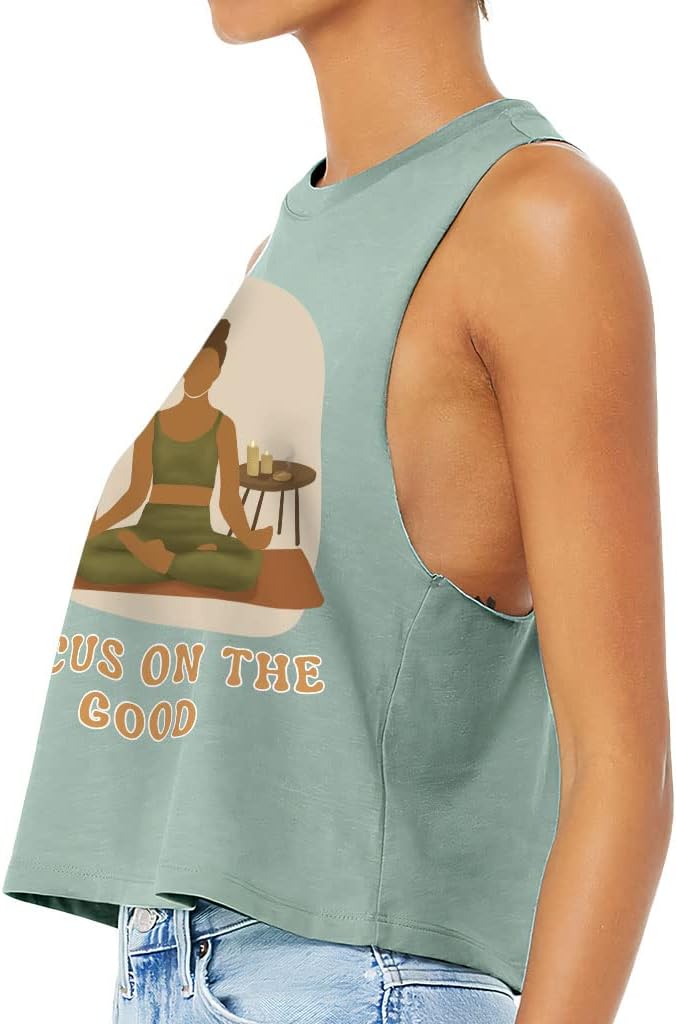 Focus on The Good Racerback Cropped Tank - Yoga Women's Tank - Happiness Tank Top