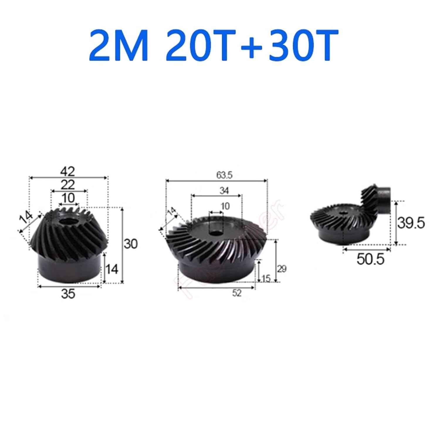 Ratio 1:1.5 Spiral Bevel Gear Set 20 30 Teeth 1M 1.5M 2M 2.5M 90 Degrees Meshing Angle 45# Steel Helical Gears 1Pcs(1M)