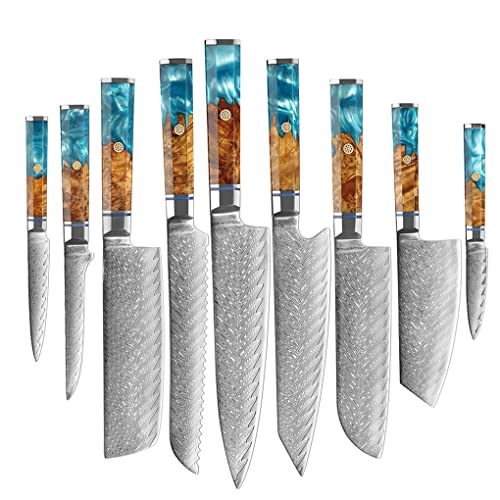 Set Cuchillos Cocina 9 Piezas Acero Inox Base