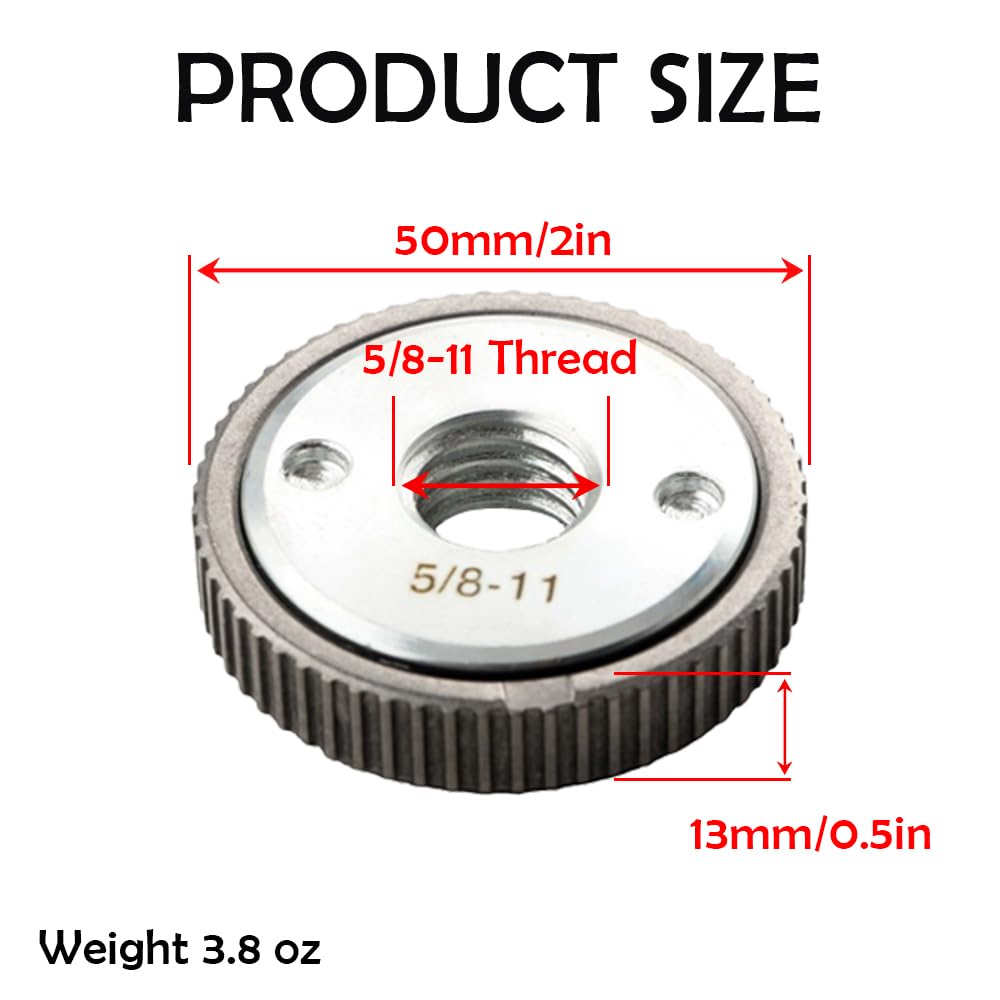 Yakamoz 2Pcs Quick Change Angle Grinder Flange Nuts 5/8-11 Replacement Lock Nut for Grinder Parts 5/8-11 Thread Yakamoz 2Pcs Quick Change Angle Grinder Flange Nuts 5/8-11 Replacement Lock Nut for Grinder Parts 5/8-11 Thread