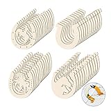 CJBIN 48 Stück Hufeisen Holz, Holzscheiben Holz Hufeisen zum Bemalen Hufeisen Basteln, Zum Dekorieren von Räumen, Geburtstagsfeiern, Hochzeiten, Babypartys, Girlandendekorationen