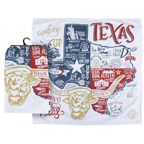 Toalla de cocina Primitives by Kathy de algodón con diseño retro de Texas 5