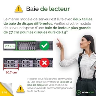 WORKDONE (Pack 4 u. Caddy HDD 2.5" Compatibles avec serveurs Dell PowerEdge T440 T640 R330 R430 T430 R630 T630 R730 R830 R930 R320 R420 G176J - Porteur Échange à Chaud - Support Installation Facile